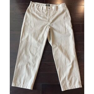Eddie Bauer Chino Pants Mens 38 S  x30 Khaki Tan Straight Leg Flat Front Preppy